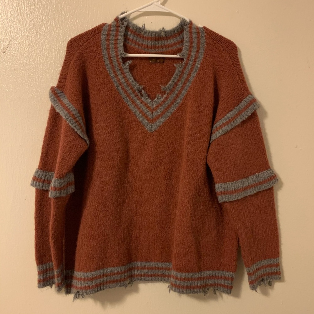 Burnt Orange and Gray Sweater